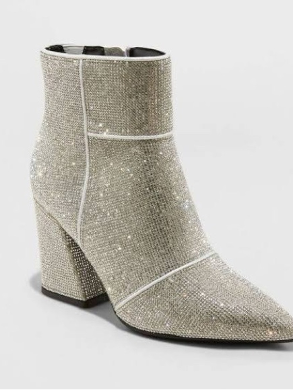 A New Day Cailin Silver Rhinestone Block Heel Ankle Boots